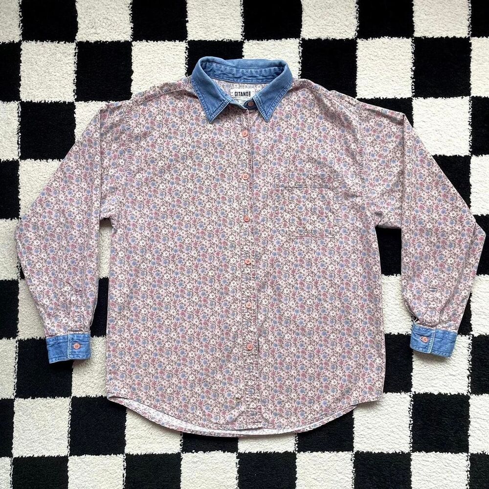 Vintage Gitano Floral Denim Shirt M